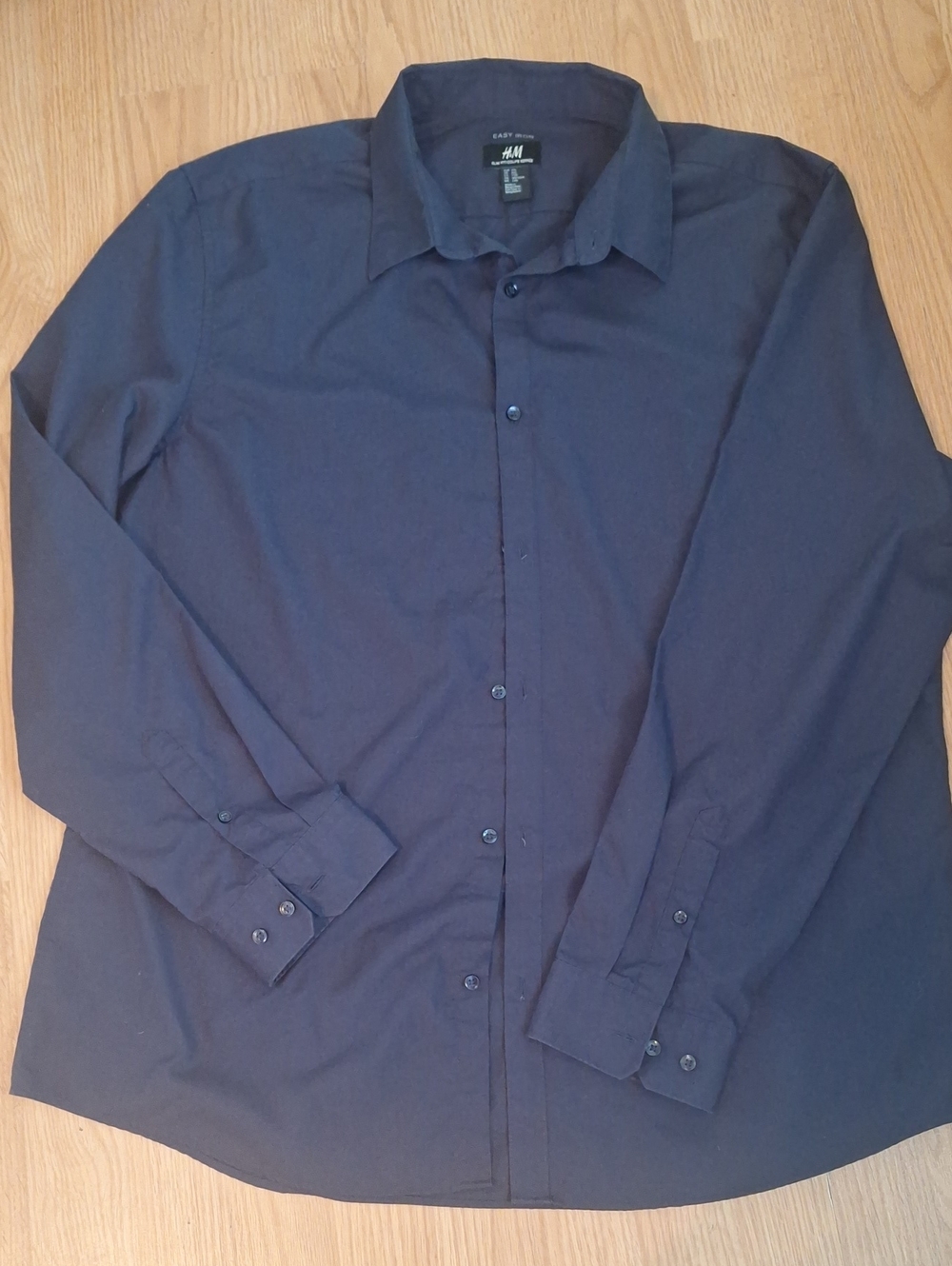 H&M Men's Dark Navy Long-Sleeve Dress Shirt